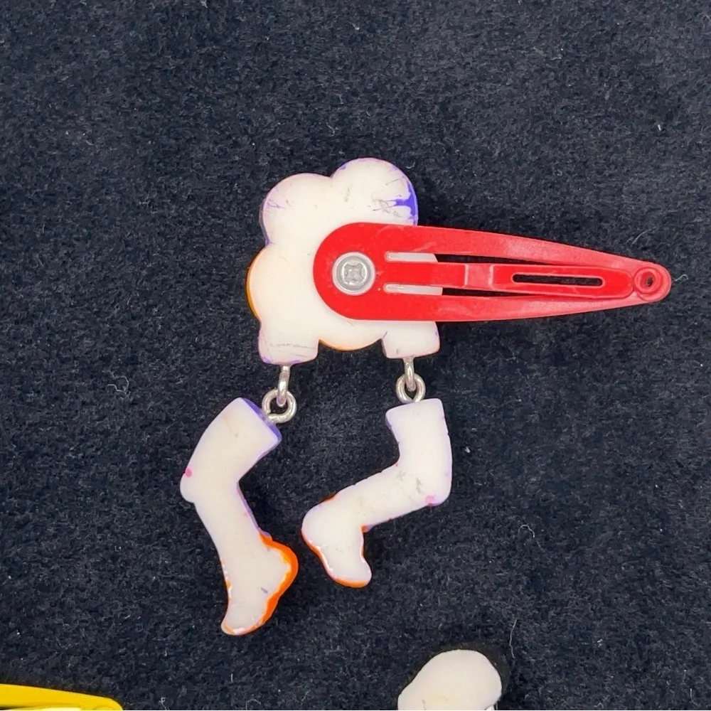 Vintage Set Of 4 Halloween 90s Era Hair Clips Orange Purple Ghost Witch Goth